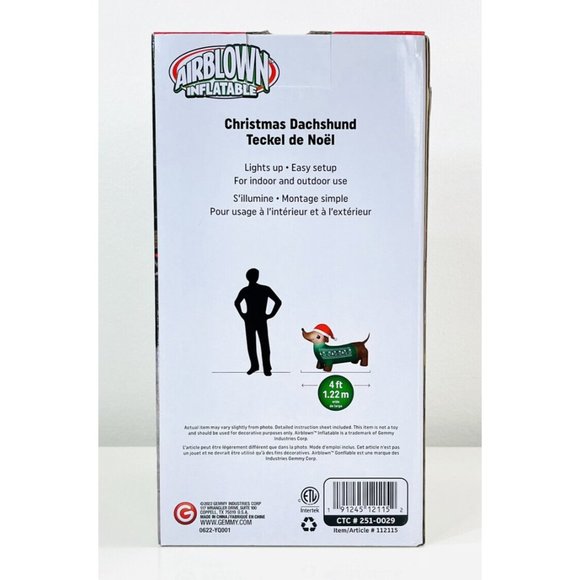 Gemmy Christmas Dachshund ~  4 Ft Wide LED Airblown Inflatable ~ New - Picture 3 of 8